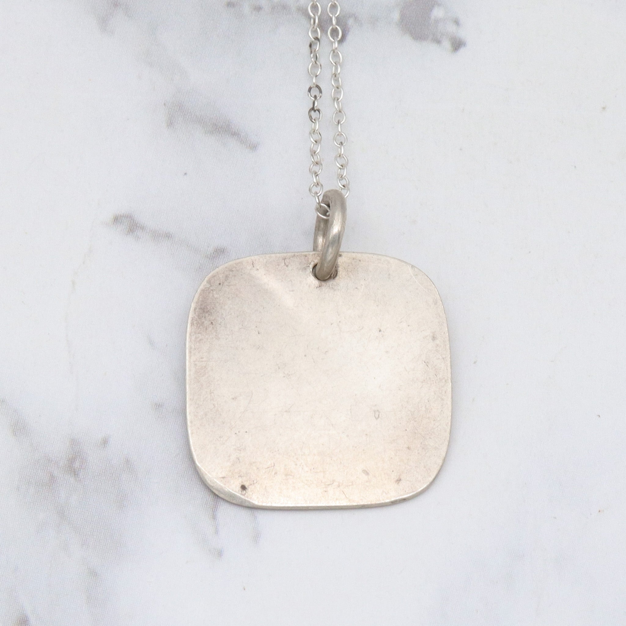 Vintage handmade 90’s sterling enamel tile pendant necklace